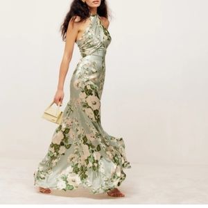 Reformation silk Veria dress Tarragon 2